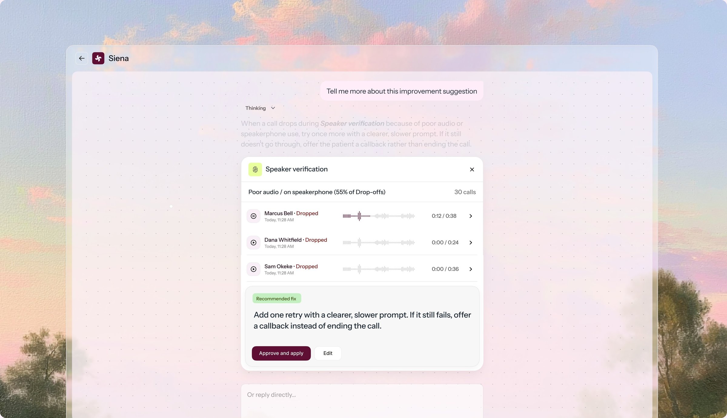 Self improving view showing suggested fixes
